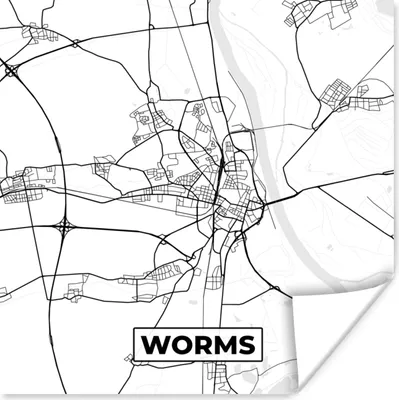 Produktbild von MuchoWow® Poster Karte - Worms - Stadtplan 75x75 cm - Wand Dekoration