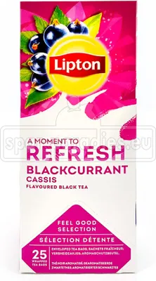 Produktbild von Lipton Schwarztee Schwarze Johannisbeere Refresh, 25er Pack