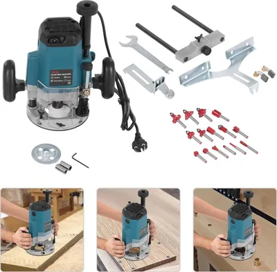 Produktbild von Holz Kantenfräse Oberfräse - 2200 W 220 V - 6-stufige Drehzahl verstellbar - Mit 15 Fräsern - Für Holzbearbeitung