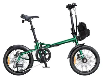 Imagen del producto de ENGWE Zip - Bicicleta eléctrica plegable con candado de cadena - 16 pulgadas - Motor 250W - Autonomía 120 km - 7 velocidades - Frenos de disco hidráulicos - Batería 360Wh - Cuadro bajo - Verde oliva