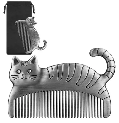 Productafbeelding van Kattenvorm Haarkam Baardkam voor Kattenliefhebbers Zilver