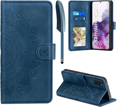 Produktbild von Samsung Galaxy S20 Lederhülle Flip Wallet Case Schutzhülle Dunkelblau