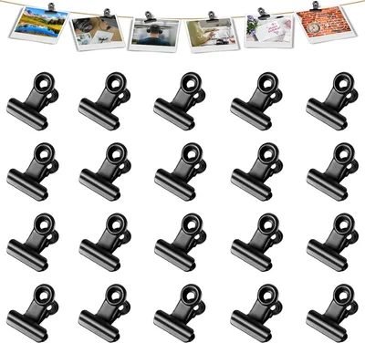 Produktbild von 20 schwarze Bulldoggen Klammern, 22 mm, Metallscharnier Clips für Lebensmittelverpackungen Mini Bilderklammern kleine Papierklemmen Binder Clips Foto Datei Papier Clips für Zuhause und Büro