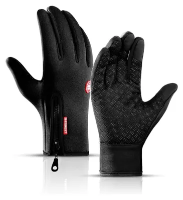 Image de Gants de moto pour hommes et femmes - Coupe-vent et chauds - Noirs - Taille XL