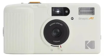 Image de Kodak Snapic A1, appareil photo compact, 35 mm, 1/100 s, mode automatique, flash désactivé, flash activé, ivoire, alcalin
