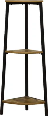 Produktbild von Eckregal 3 Ebenen Nachbildung Mangoholz Optik mit schwarzem Metallrahmen Aufbewahrungsregal Standregal Industriestil Wohnzimmer Schlafzimmer Badmoebel 23x23x76 cm