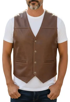 Produktbild von Lederweste Herren Rind Nappa "Alfred" – braun / M