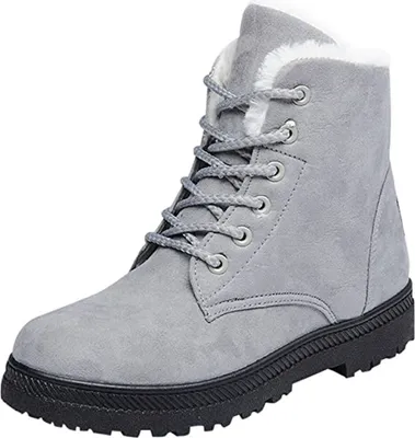 Produktbild von ASKSA Damen Boots Warme Geftert Stiefeletten Frauen Winterstiefel, Grau, Größe: 44