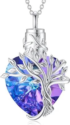 Produktbild von 2x Herz Kristall Baum des Lebens Urne Halskette Für Asche Schmuck Geschenke Frauen Mädchen