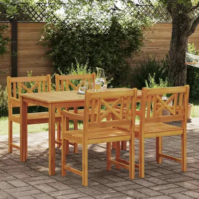 Imagen del producto de Maison Exclusive - Juego de mesa para jardín, 5 piezas, color marrón, madera maciza de acacia