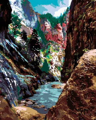 Produktbild von Zuty - Malen nach Zahlen - FLUSS UND BÄUME IN EINER SCHLUCHT (TED DAVIS), 40x50 cm, mit Keilrahmen (bereits gespannt)