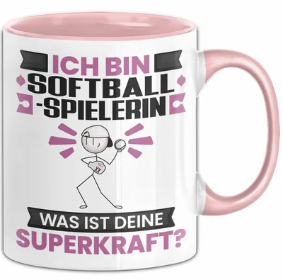 Produktbild von Softballspielerin Tasse Geschenk für Softballspielerin Geburtstag Lustiger Spruch Kaffee-Becher Was Ist Deine Superkraft (Rosa)