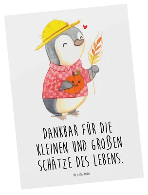 Produktbild von Mr. & Mrs. Panda Postkarte Erntedankfest Schätze - Weiß - Geschenk, Feiertag, Familie, Postkarten, Thanksgiving Geschenke, Freude teilen, Ansichtskarte, Ansichtskarten