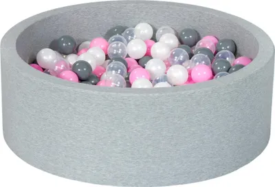 Image de Piscine à balles Playground + 300 balles en perles, transparent, rose clair, gris