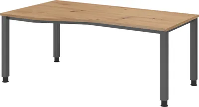 Produktbild von bümö Schreibtisch Serie-Q - Nachbildung: Asteiche, Gestell: Graphit, Größe:  180 x 100 cm