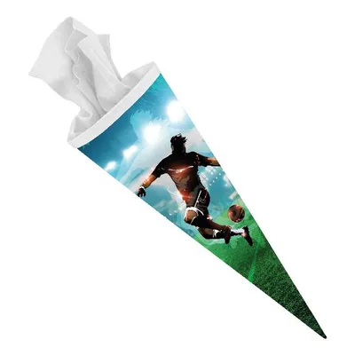 Produktbild von itenga Schultüte Zuckertüte 70 cm Fußball Filzverschluss weiß