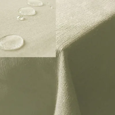 Produktbild von JEMIDI Tischdecke Champagner, 130x220cm, eckig, Leinenlook, wasserabweisend, abwaschbar, wetterfest, für Garten und Außenbereich, 100% Polyester, waschbar 40°C, mit Lotus-Effekt