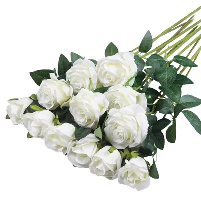 Image de Lot de 12 roses artificielles - Fleurs décoratives réalistes