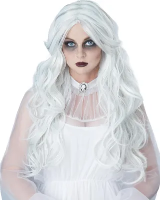 Produktbild von Langhaar-Perücke für Damen gewellt Halloween-Accessoire weiss - Einheitsgröße