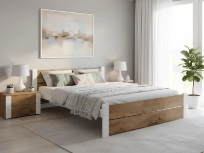 Obrázek produktu pro Postel IKAROS DOUBLE 120x200, dub artisan/bílá, lamel. rošt, bez matrace