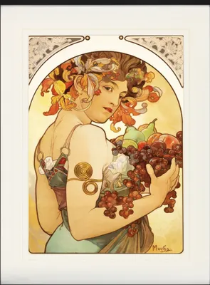 Produktbild von Alphonse Mucha Gerahmtes Bild Mit Edlem Passepartout | Wand-Bilder | Im Bilderrahmen - Früchte, 1897 (80 x 60 cm)