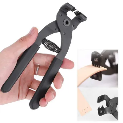 Image de Perforatrice en cuir, modèle 4 trous, poinçon manuel de 4 mm, avec 4 ou 2 embouts pour le travail du cuir