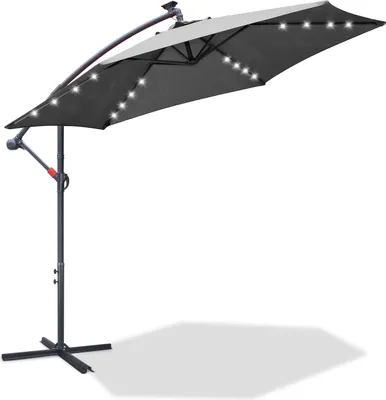 Obrázek produktu pro Konzolový slunečník Aopunly 300 cm s LED diodou, UV ochranou, kličkou - šedý