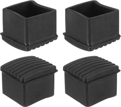 Produktbild von 4 Stück rechteckige Stuhlbeinkappen 30x30mm, Bodenschützer für Möbel (Schwarz)