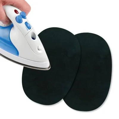 Productafbeelding van Mini-flicken voor kleding, 2 stuks, 13x9 cm, opstrijkbaar, uit wildlederstof, groene kleur