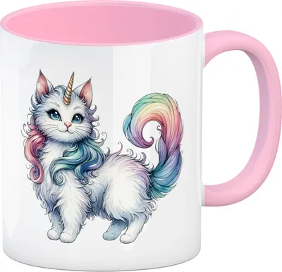 Produktbild von Einhorn-Katze Kaffeebecher in rosa