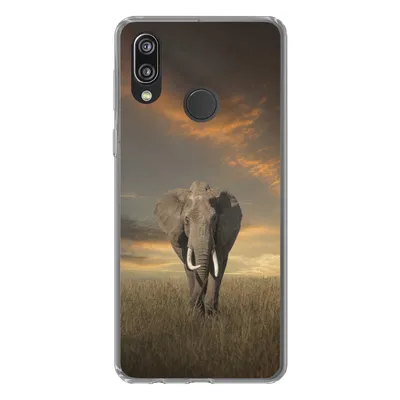 Produktbild von MuchoWow® Handyhülle Schutzhülle Hülle für Huawei P20 Lite (2020) Elefant - Tiere - Gras - Natur Silikon Softcase Handy Hülle - Kartenhalter