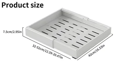 Produktbild von Ausziehbarer Schrank-Organizer - Teleskopregal/Schublade - Erweiterbar - Kohlenstoffstahl - Für Küche, Vorratskammer, Bad - Weiß
