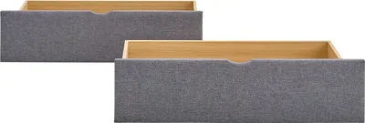 Produktbild von Homestyle4u, 2er-Set Bettkästen, Grau, Modell 1916, mit Rollen, Stoff 100% Polyester, MDF, Webstruktur, je 99x42,5x26 cm (BxTxH), Griffmulde, zerlegt