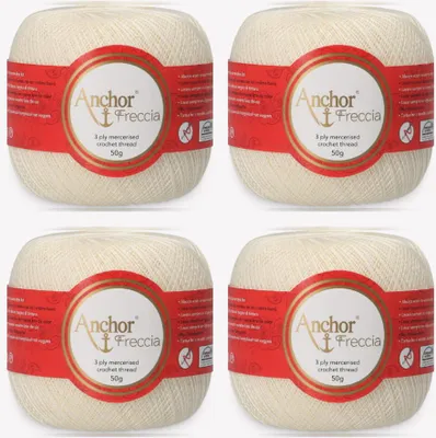 Immagine prodotto di 4x Anchor Freccia 25 – Filato di cotone extra fine per lavori all'uncinetto delicati (Colore 06650)