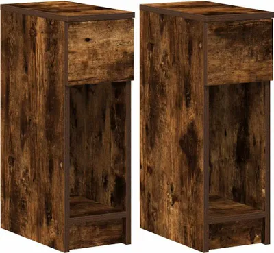 Image de Tables de chevet avec tiroir 2 pcs chêne fumé 20x36x60 cm