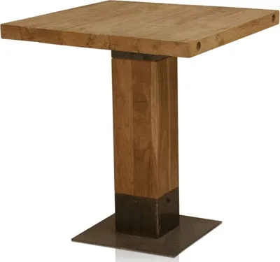 Produktbild von Casa Padrino Luxus Teakholz Bartisch Braun / Schwarz 70 x 70 x H. 100 cm - Gastronomie & Barmöbel