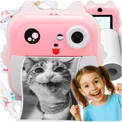 Image de KRUMAD Mini appareil photo instantané avec imprimante - 2en1 appareil photo pour enfants & imprimante photo, Bluetooth, jeux, vidéo/musique, impression smartphone