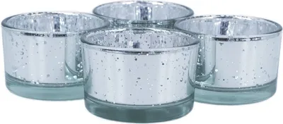 Produktbild von Teelichtgläser klein 51x33mm silber 4er Set