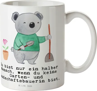 Produktbild von Mr. & Mrs. Panda Tasse Garten- und Landschaftsbauerin Herz - Weiß - Geschenk, Gärtnerei, Kaffeebecher, Teetasse, Trinkbecher, Lustig, Pott, Gartenplaner, Gartenbau