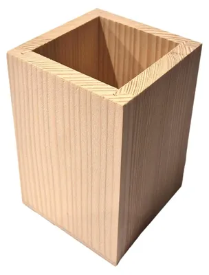 Hölzerner Stiftehalter, 7,5×7,5 cm, natur, für DIY-Projekte