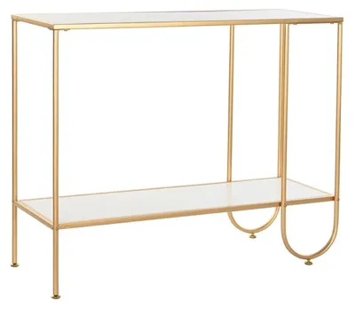 Konsolentisch, Metall/MDF, gold/weiß, 38x102x8 cm