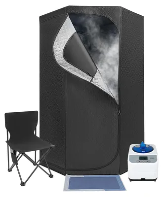 Image de Sauna à vapeur portable - Cabine de sauna pour la maison - Générateur de vapeur de 3 litres - 1350 W - Affichage numérique - Électrique - Noir