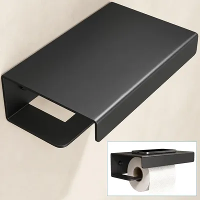 Produktbild von doporro Toilettenpapierhalter mit Ablage, Klopapierhalter aus Aluminiumlegierung zur Wandmontage,Klorollenhalter für Badezimmer Sandschwarz Lino-05