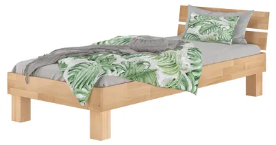 Produktbild von Einzelbett Buchebett massiv 100x200 Bettrahmen Gästebett Futonbett Zubehör wählbar V-60.86-10 ohne Zubehör