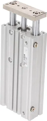Image de Vérin pneumatique en acier à double effet 3 avec tige de guidage en aluminium