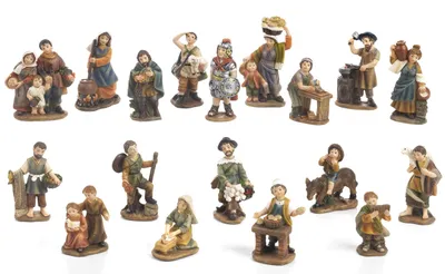 Krippenfiguren-Set, 18 Stück, 7 cm, Kunstharz, Weiß