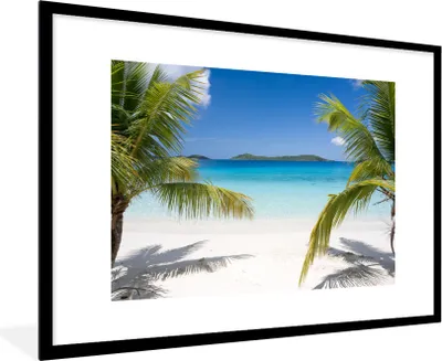 Produktbild von MuchoWow® MuchoWow® Gerahmtes Poster Strand - Palmen - Tropisch 90x60 cm - Poster mit zchwarzem Bilderrahmen - Wanddekoration - Fotos