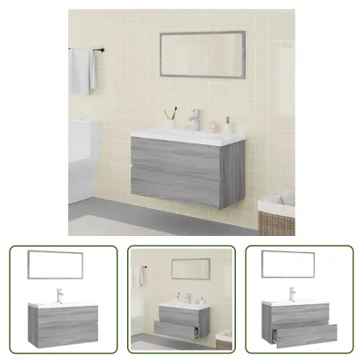 Produktbild von The Living Store Badmöbel-Set Grau Sonoma Holzwerkstoff