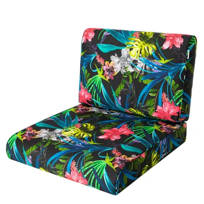 Produktbild von Bjird Sesselkissen, Kissen für Rattanmöbel, Sitzkissen & Rückenkissen, Sitzkissen für Sessel / Stühle - Indoor & Outdoor - Anti-Rutsch - 50x50 cm, Bunte Blätter