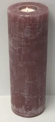 Produktbild von Rustic Kerzen Altrosa 25 x 8 cm, mit Teelichteinsatz incl. Teelicht und Teelichtglas, Kerze zum ver